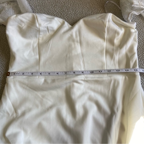 NWOT Lulus Everlasting Desire White Mesh Pearl Off-the-Shoulder Maxi Dress - Picture 7 of 10